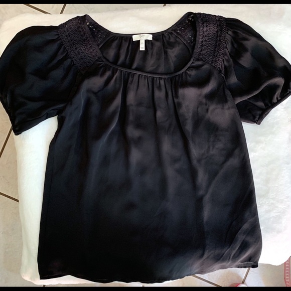 Joie Almanor Crocheted Knit Top Black Chiffon - Picture 4 of 6